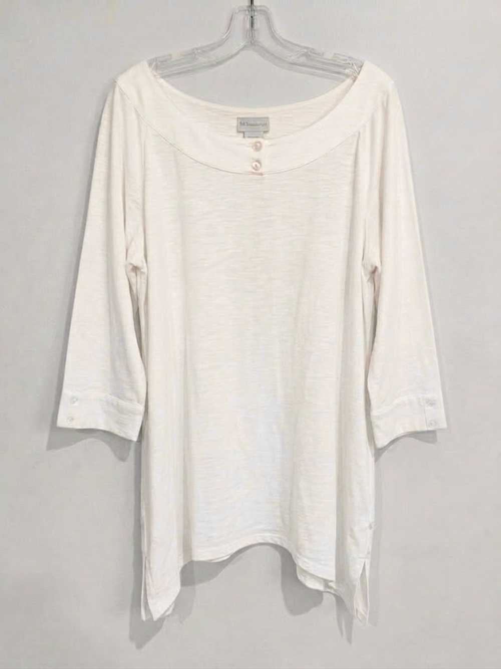 Soft Surroundings Ivory Boatneck Tunic with Button Accents Size Large